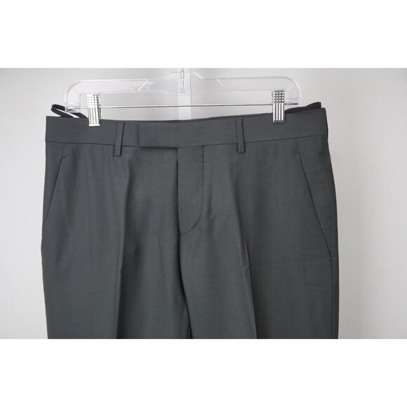 Helmut Lang Gray 100% Wool Button Fly Dress Pants Sz 46 NEW